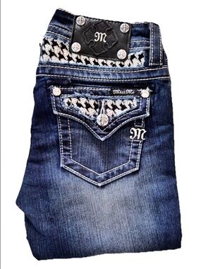 Miss Me Flap Pocket Mid Rise Dark Wash  Jeans Size 26 X 30